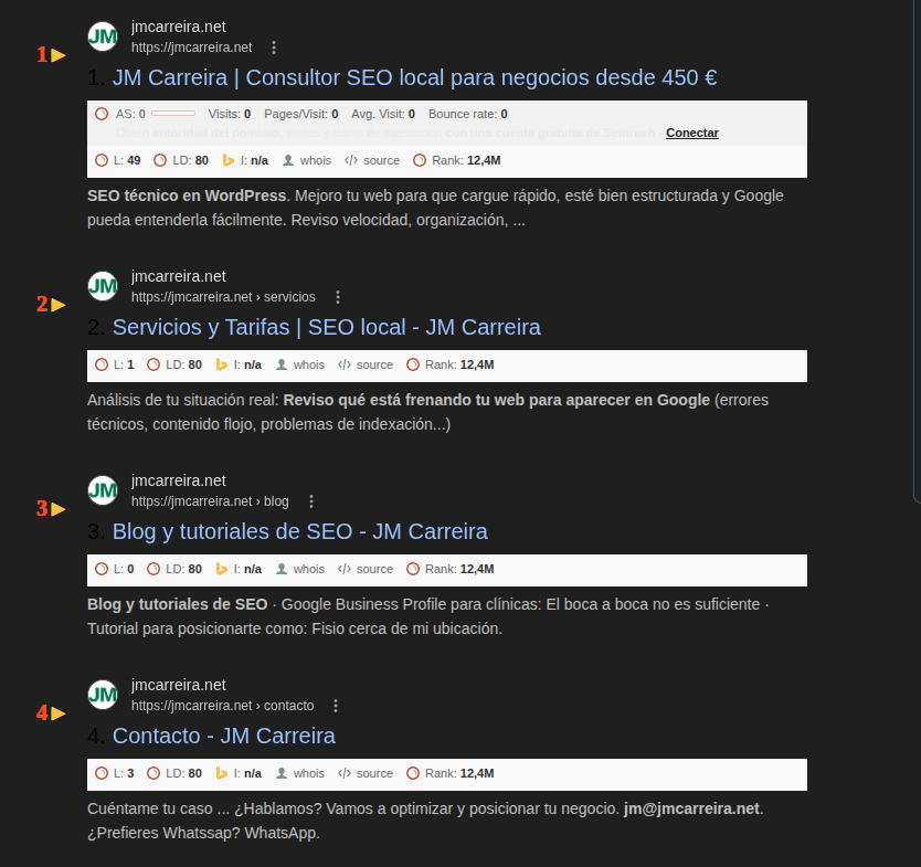 buscar páginas indexadas